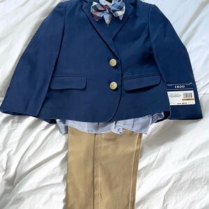 Easter 4-piece suit 3T Izod Dark Blue Suit with Plaid Tie